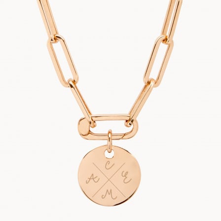Personalised Love Links Compass Necklace gold plated merci maman