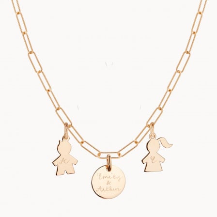 Collar personalizado Love Links Familia bano de oro amarillo merci maman