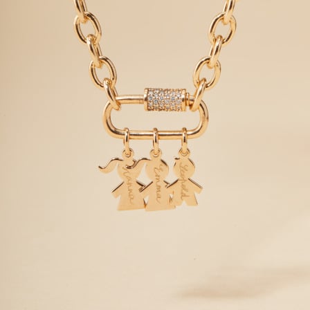 Personalised Lucky Charm Mini Family Necklace gold plated merci maman