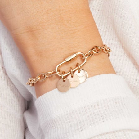 Bracciale personalizzato con nome Portafortuna placcato in oro merci maman