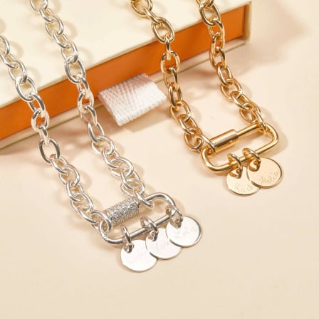 Personalised Lucky Charm Name Necklace gold plated merci maman