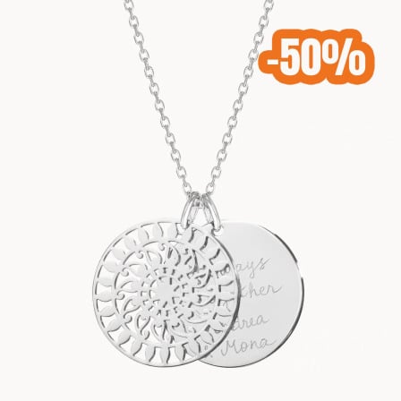 Personalised Large Mandala Necklace gold plated merci maman