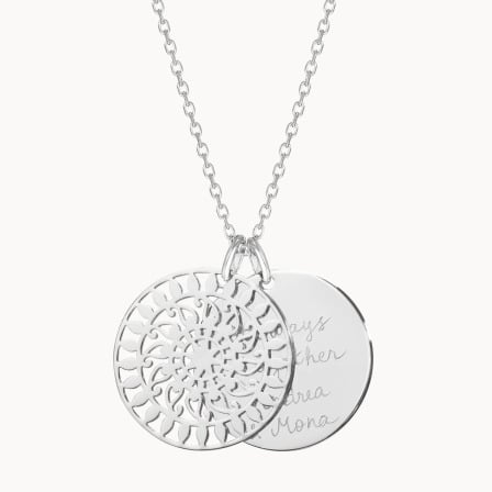 Personalised Large Mandala Necklace gold plated merci maman