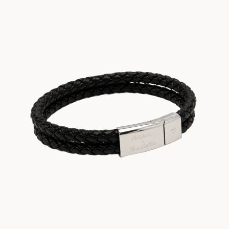 Pulsera personalizada de cuero doble para hombre merci maman