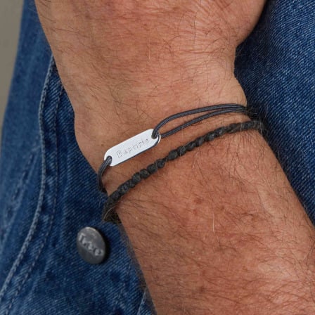 Bracelet personnalisé Mini Identity pour homme argent merci maman