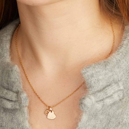 Personalised Mini Alphabet Heart Necklace gold plated merci maman