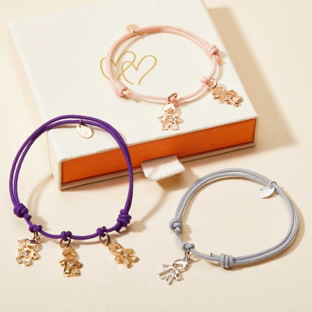 Mini pulsera de cristal Familia baño de oro merci maman