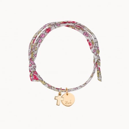 Bracelet personnalisé Mini Croix Liberty plaqué or merci maman