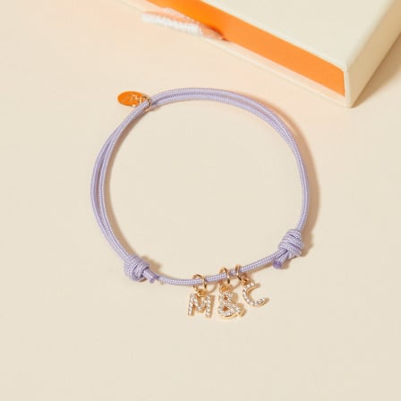 Bracelet Mini Charm Alphabet Cristal plaqué or merci maman