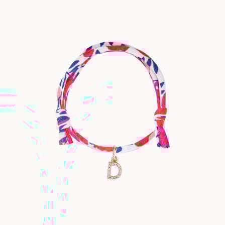 Bracelet Liberty Mini Charm Alphabet Cristal plaqué or merci maman