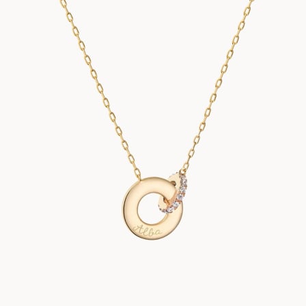 Collier personnalisé Anneaux Entrelacés Cristal Plaqué Or Merci Maman