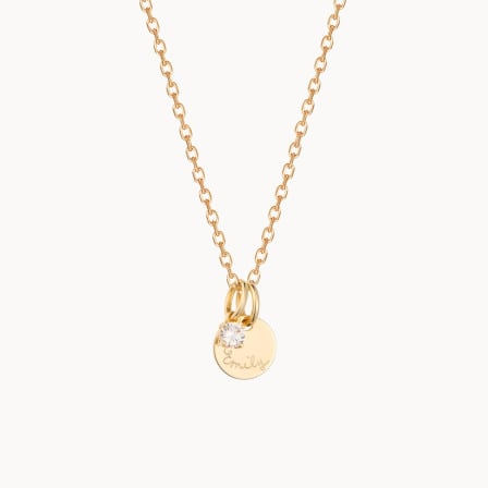 Personalised Mini Crystal Solitaire Necklace Gold Plated Merci Maman