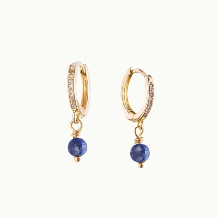 Mini Gemstone Hoop Earrings gold plated merci maman