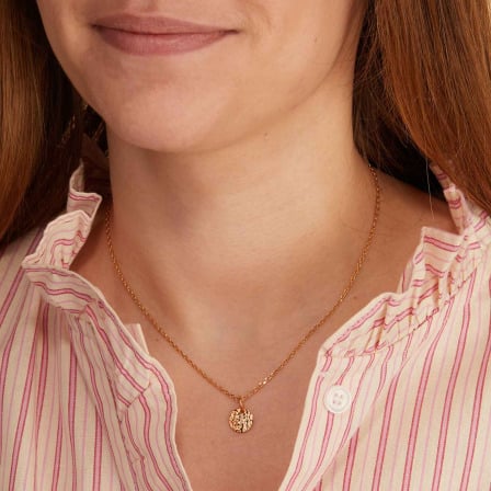 Personalised Mini Hammered Disc Necklace Merci Maman
