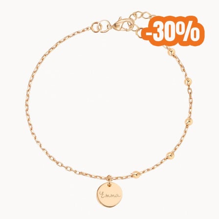 Personalised Mixed Beaded & Chain Pastille Bracelet gold plated merci maman