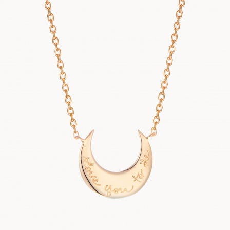 Personalised Moon Necklace gold plated merci maman