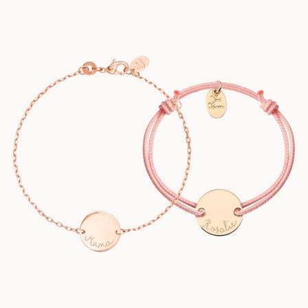 Set de pulseras personalizadas para madre e hija baño de oro merci maman