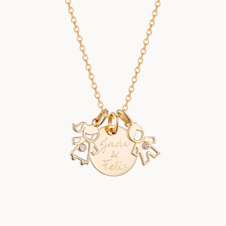 Collar personalizado Mamá Cristal baño de oro merci maman