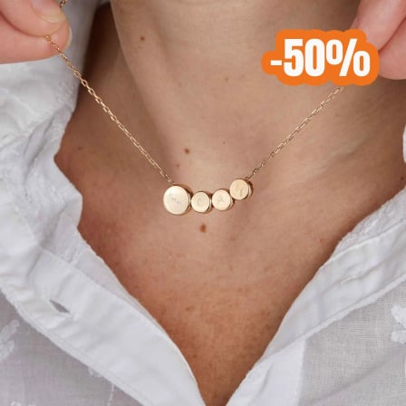 Personalised My Family Bubble Necklace gold plated merci maman