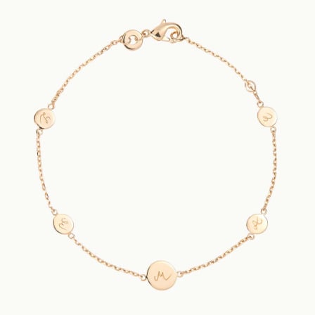 Bracciale con medaglie personalizzato con iniziali placcato oro merci maman
