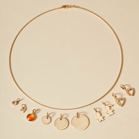 Personalised Omega Chain Necklace gold plated merci maman