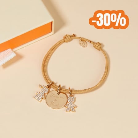 Pavé Crystal Mummy Bracelet Gold Plated Merci Maman