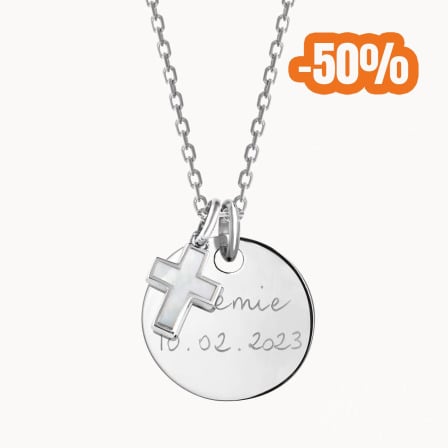 Personalised Mother of Pearl Cross Necklace in Sterling Silver merci maman