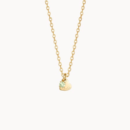 Collana personalizzata con cuore e cristallo solitario pietra di nascita| Merci Maman