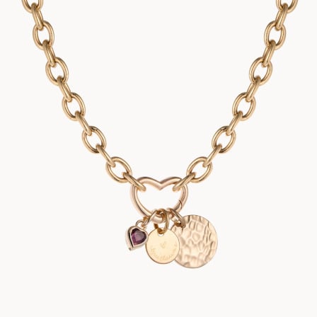 Collar personalizado Amuleto de la Suerte Corazón Baño de oro merci maman