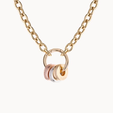 Collar personalizado Unión Amuleto de la Suerte circular baño de oro merci maman