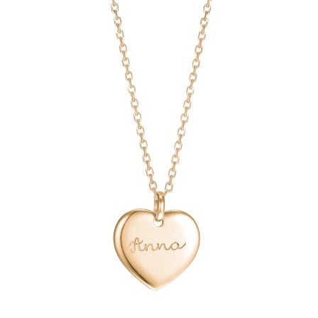 Personalised Heart Necklace gold plated merci maman 