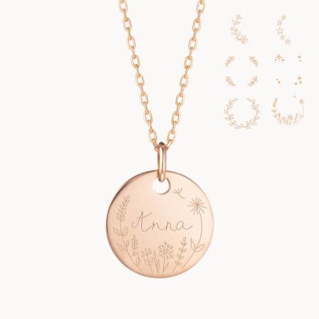 Collier personnalisé Ornements plaqué or merci maman