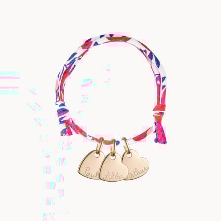 Bracelet Personnalisé Prénom Coeur Liberty plaqué or merci maman