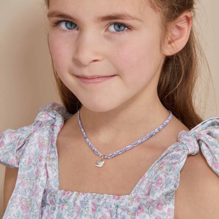 Personalised Mini Mother of Pearl Christening or Communion Liberty Necklace merci maman