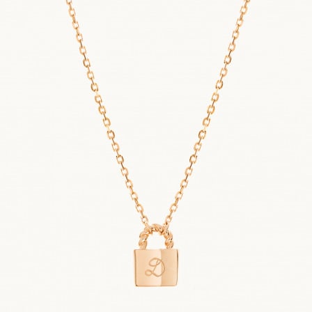 Personalised Padlock Chain Necklace gold plated merci maman