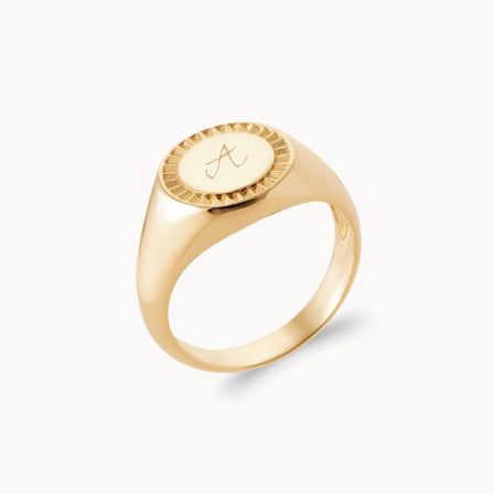 Personalised Round Signet Ring Merci Maman