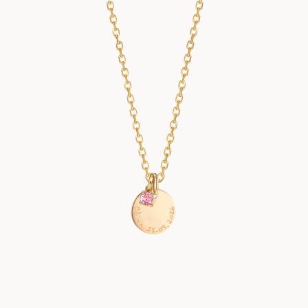 Collana personalizzata messaggio con cristallo solitario pietra di nascita| Merci Maman