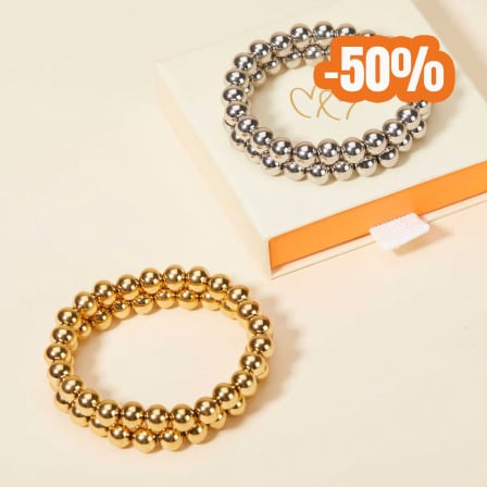 Round Bead Bracelet in Stainless Steel merci maman