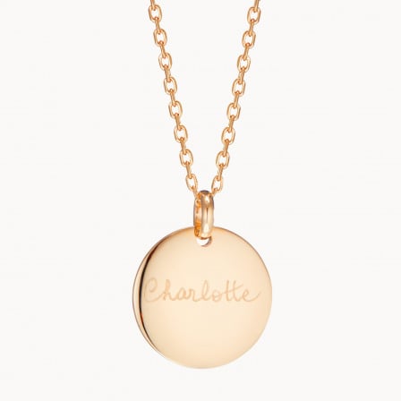 Collana a disco di firma personalizzata placcato oro merci maman