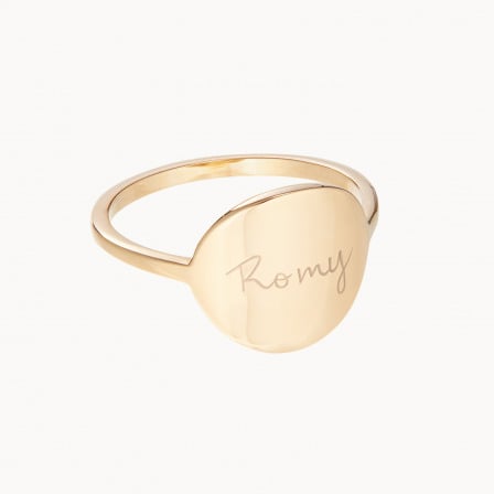 Anillo sello personalizado baño oro merci maman