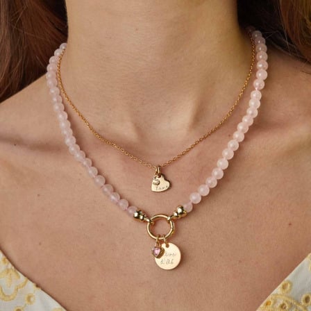 Collana con chiusura piccola Portafortuna e Perle Personalizzata merci maman