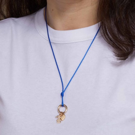 Personalised Small Round Lucky Charm Cord Necklace merci maman