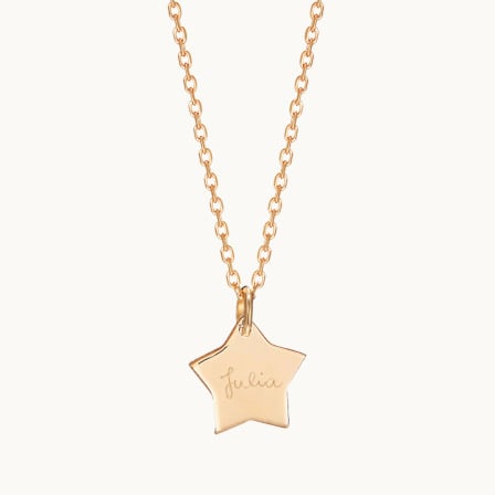 Personalised Star Necklace gold plated merci maman