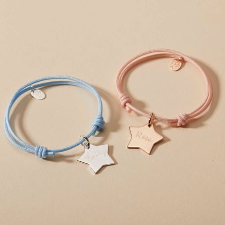 Personalised Star Braid Bracelet gold plated merci maman