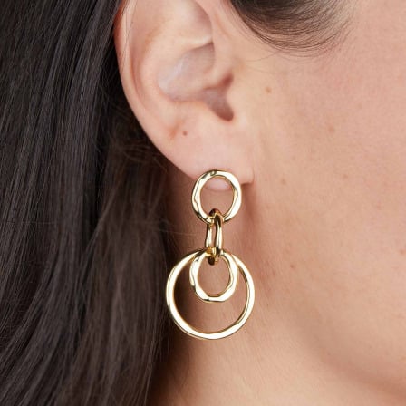 Triple Hoop Earrings in Golden Stainless Steel