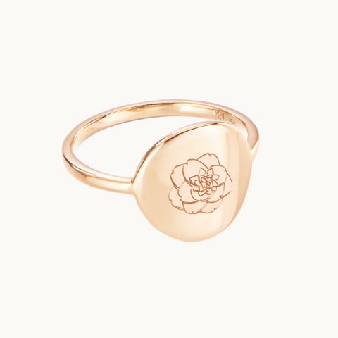 personalised birth flower ring gold plated merci maman