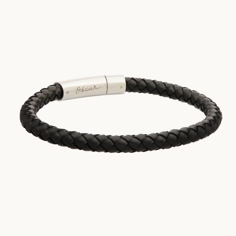 Men's Personalised Large Leather Bracelet merci maman