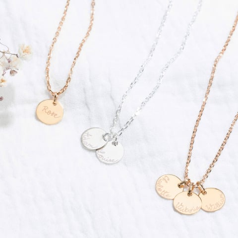 Personalised Name Necklace gold plated merci maman