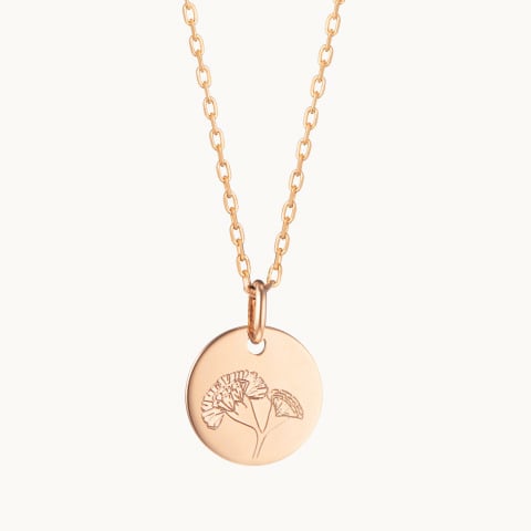 Personalised Birth Flower Necklace gold plated merci maman