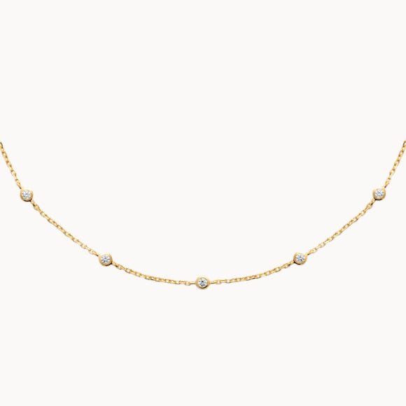 Crystal Solitaire Necklace gold plated merci maman